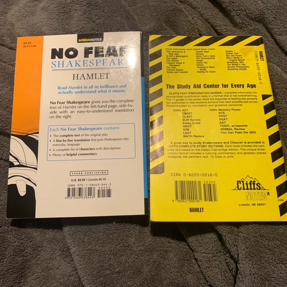 No Fear Shakespeare & Cliff Notes Hamlet - Picture 2 of 3